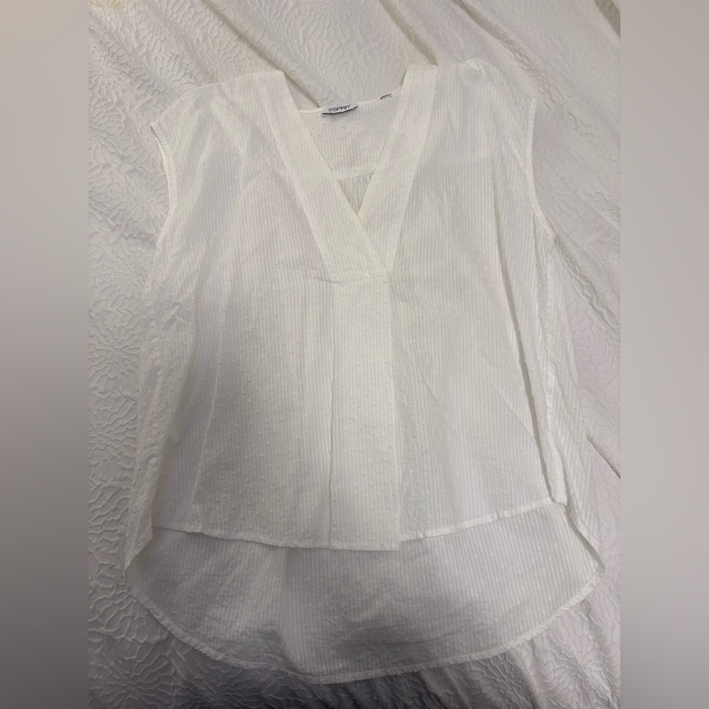 Esprit White V-Neck Blouse